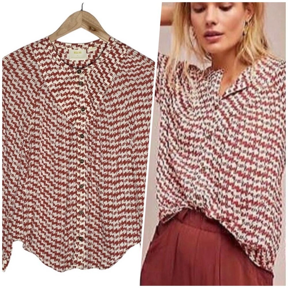 Maeve Anthropologie | Women | Avignon Scotty Dog Print Button Front Blouse | XS